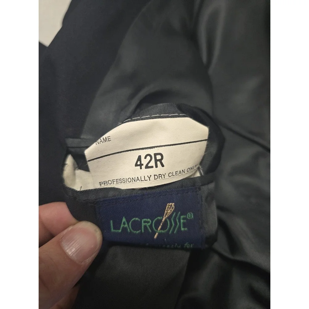 Lacrosse Blazer Mens‎ 42R Black Wool Sport Coat Suit Jacket Made USA Classic